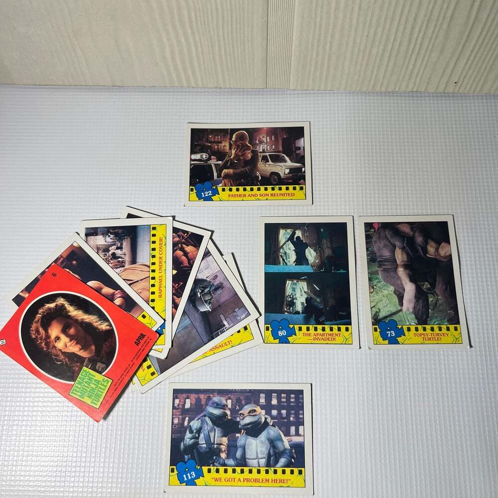 Lot of 10 1990 Topps Teenage Mutant Ninja Turtles Movie Trading Cards